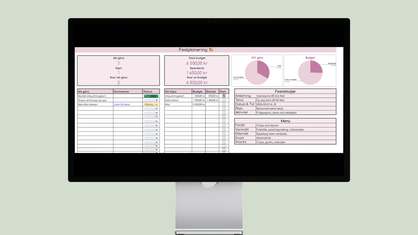 Festplanering (Sheets)